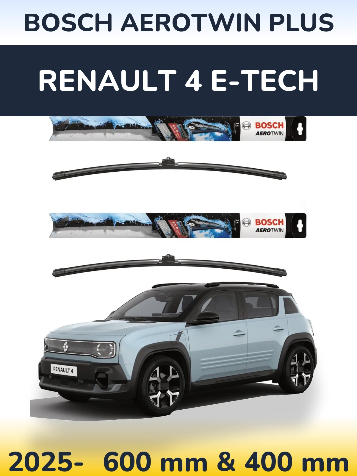 Torkarblad BOSCH AeroTwin Plus för Renault 4 E-Tech
