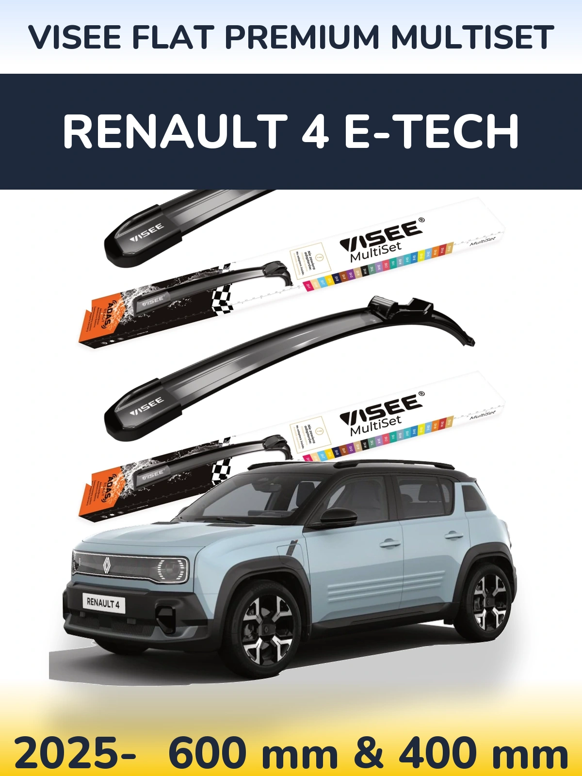 Torkarblad VISEE FLAT PREMIUM MultiSet för Renault 4 E-Tech