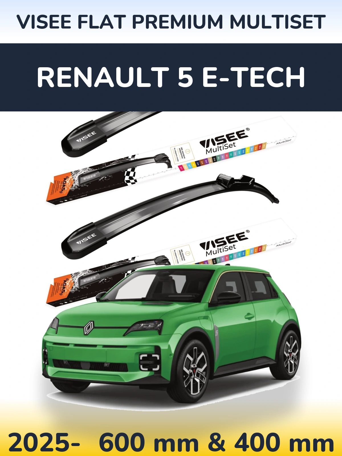 Torkarblad VISEE FLAT PREMIUM MultiSet för Renault 5 E-Tech
