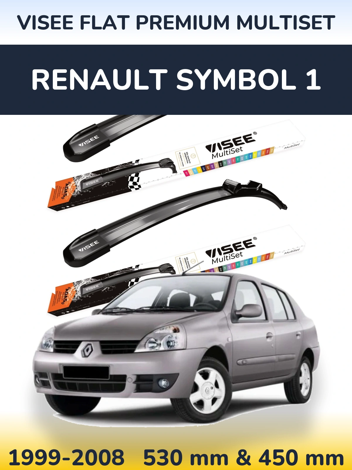 Torkarblad VISEE FLAT PREMIUM MultiSet för Renault Symbol 1