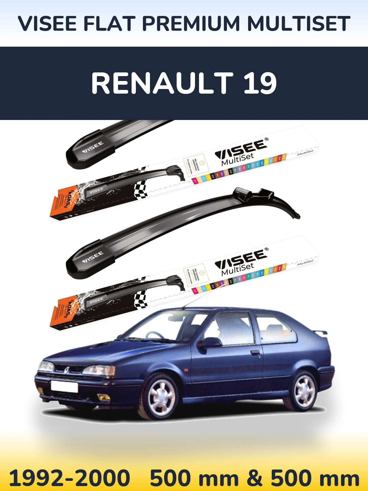 Torkarblad VISEE FLAT PREMIUM MultiSet för Renault 19