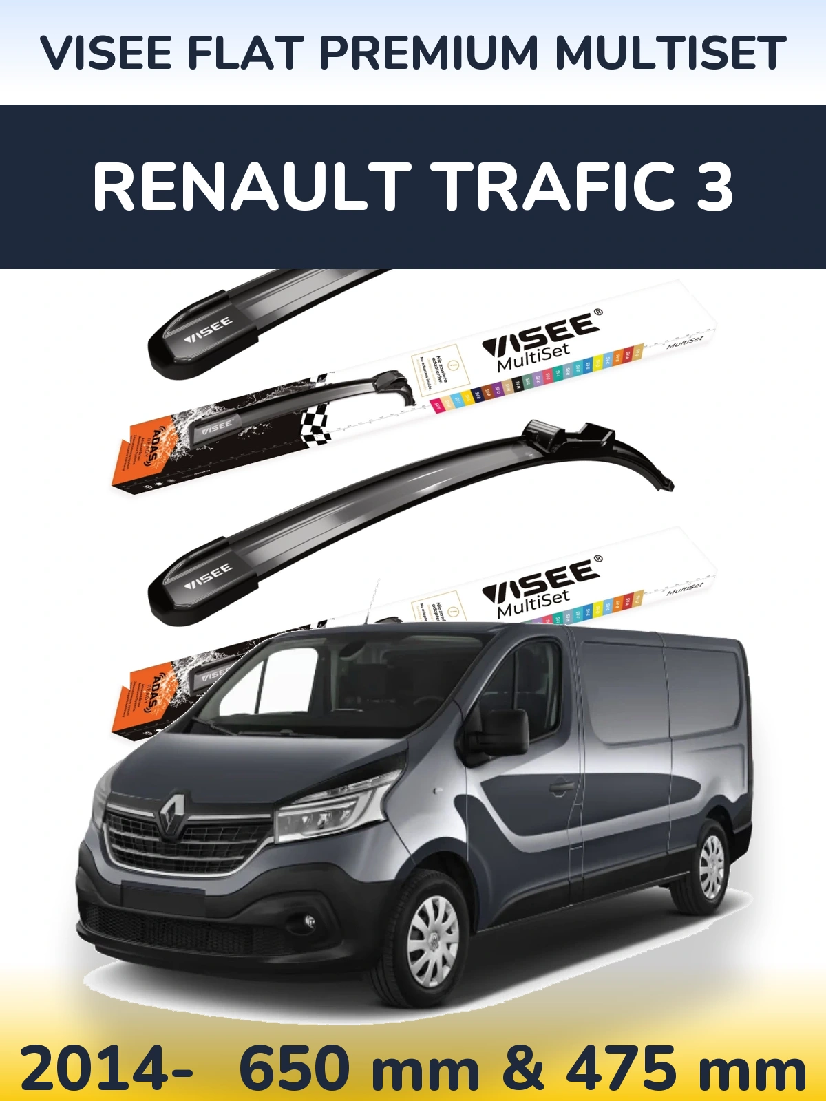 Torkarblad VISEE FLAT PREMIUM MultiSet för Renault Trafic 3