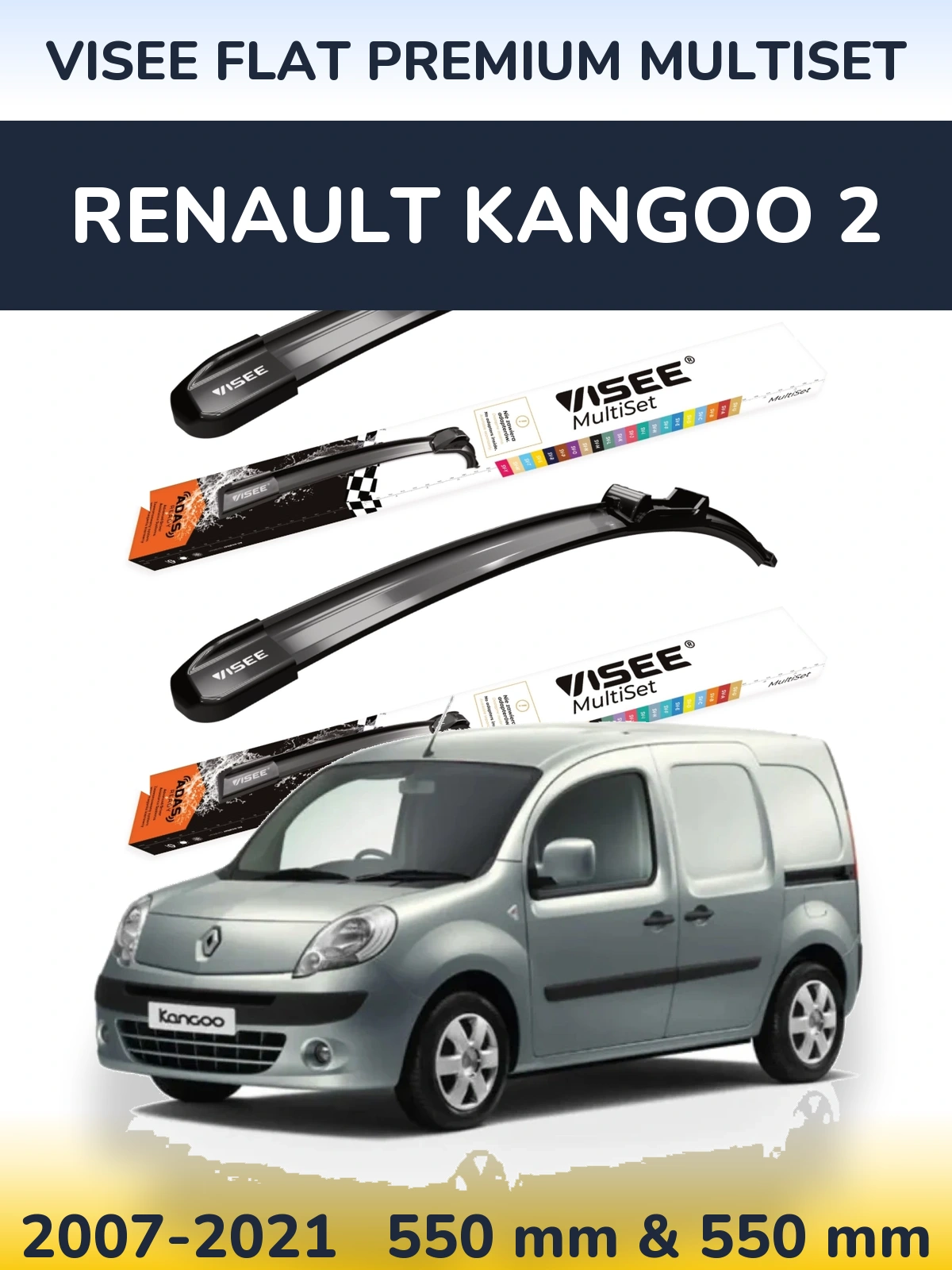 Torkarblad VISEE FLAT PREMIUM MultiSet för Renault Kangoo 2