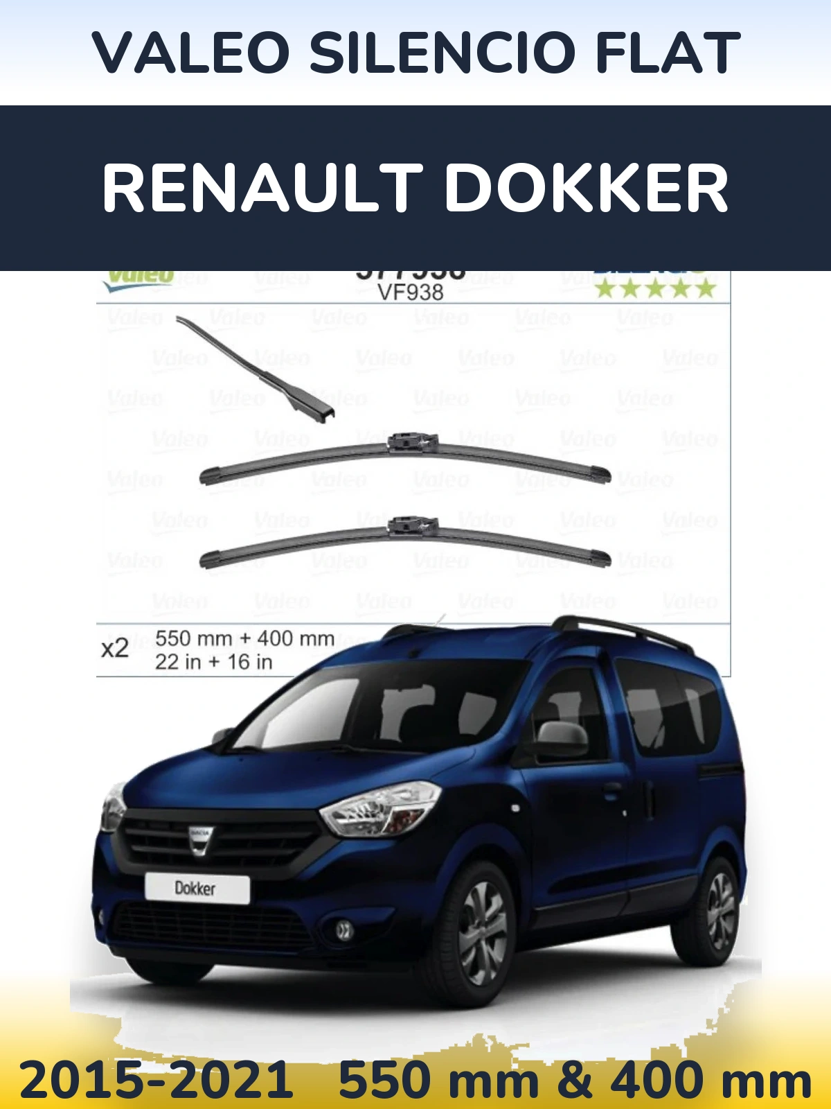 Torkarblad Valeo Silencio Flat för Renault Dokker