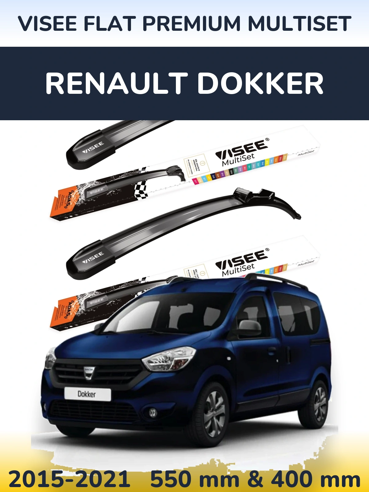 Torkarblad VISEE FLAT PREMIUM MultiSet för Renault Dokker