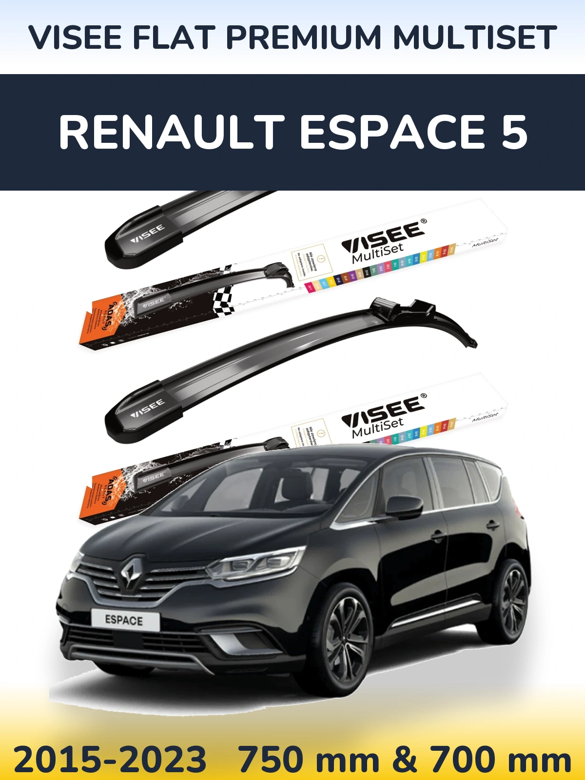 Torkarblad VISEE FLAT PREMIUM MultiSet för Renault Espace 5