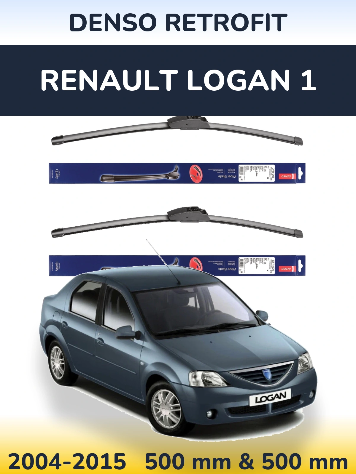 Комплект передніх щіток Denso Retrofit 500 & 500 мм для Renault Logan 1 2004-2015