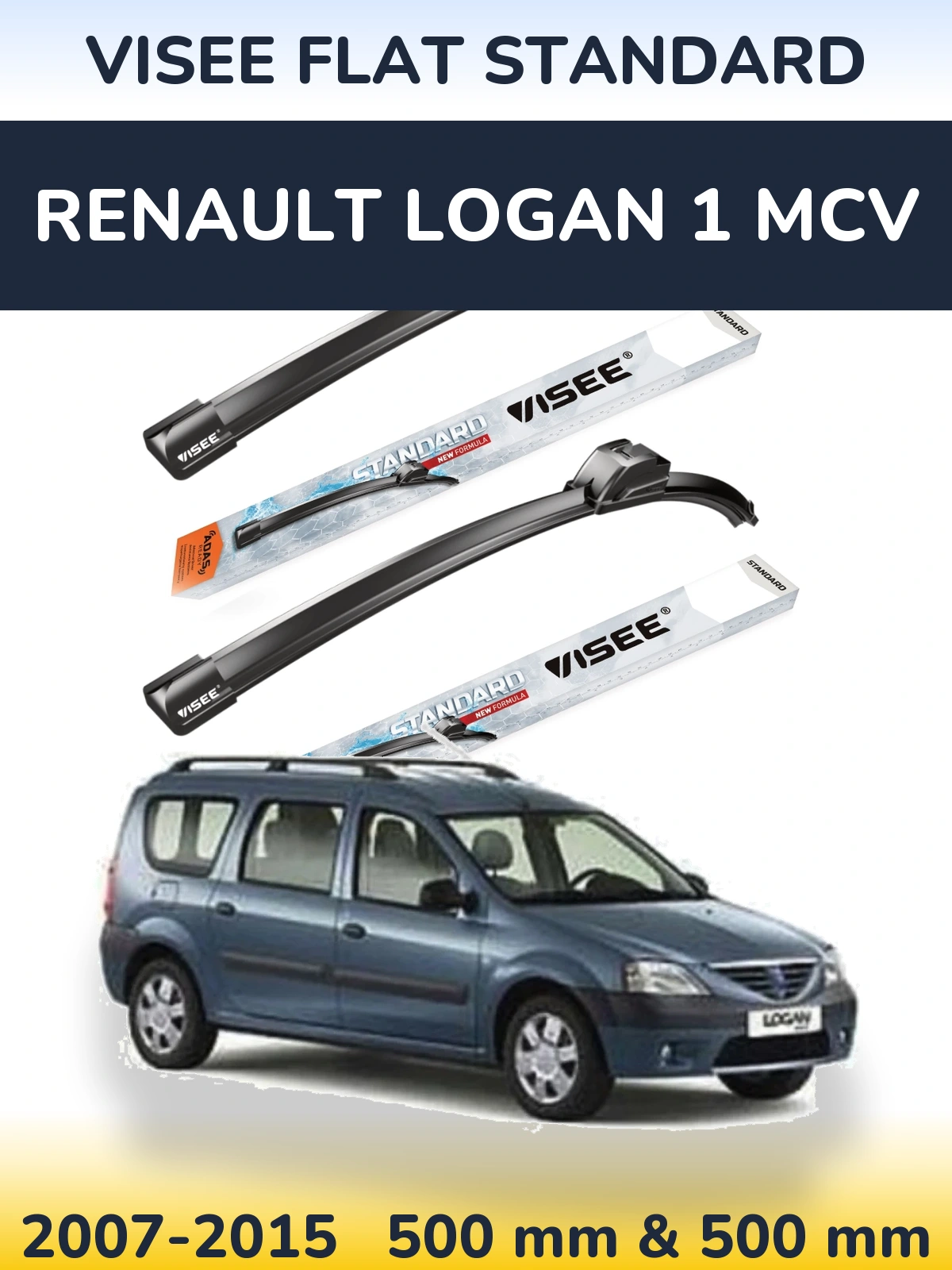 Torkarblad VISEE FLAT STANDARD för Renault Logan 1 MCV
