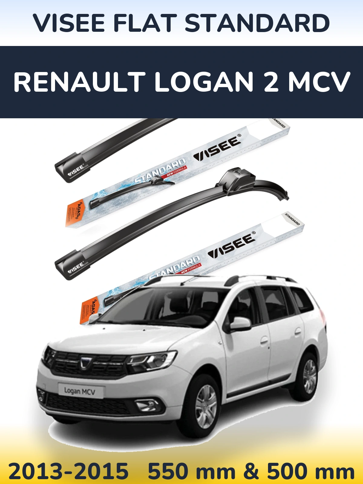 Torkarblad VISEE FLAT STANDARD för Renault Logan 2 MCV