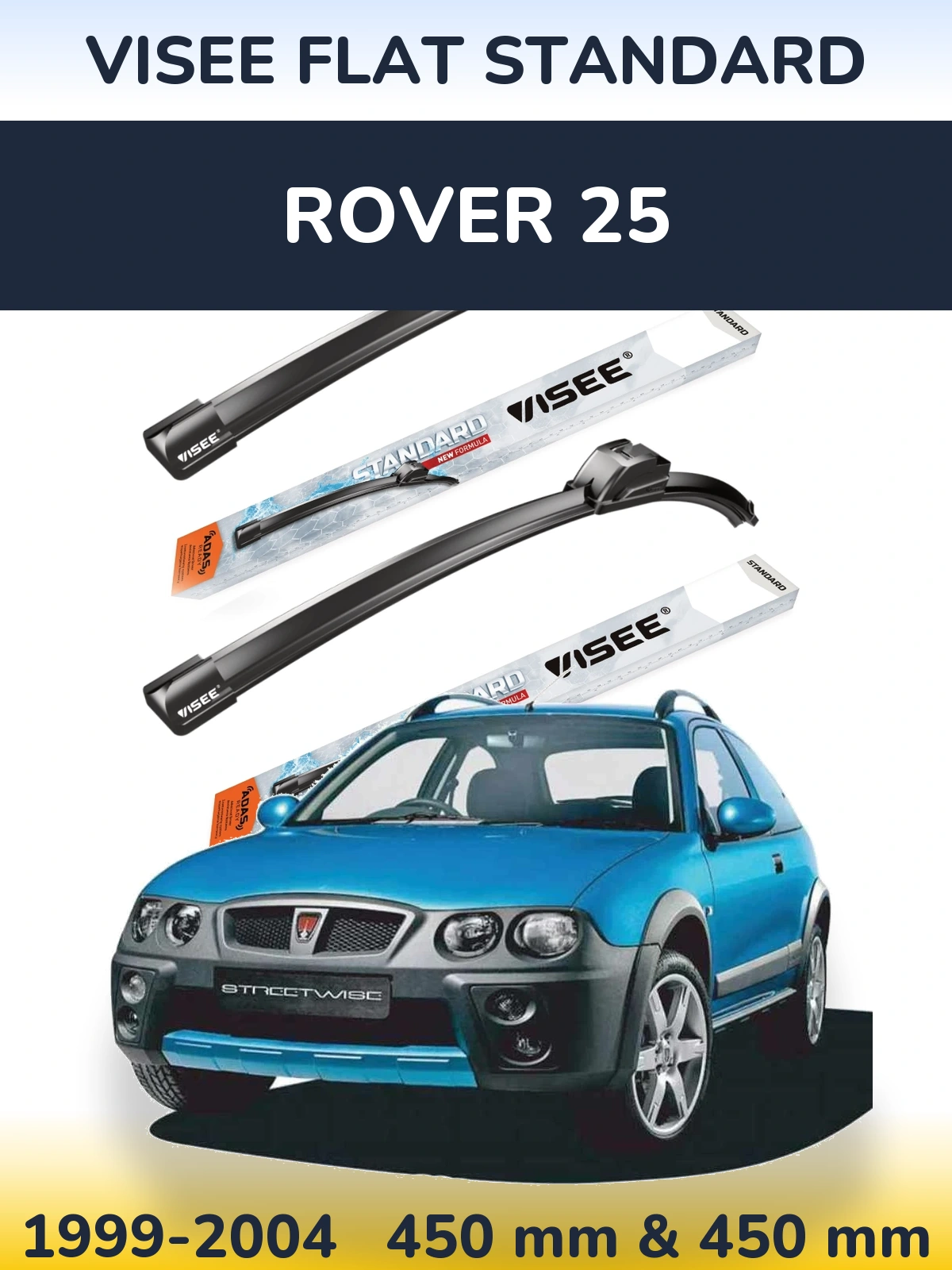 Комплект передніх щіток VISEE FLAT STANDARD 450 & 450 мм для Rover 25 1999-2004