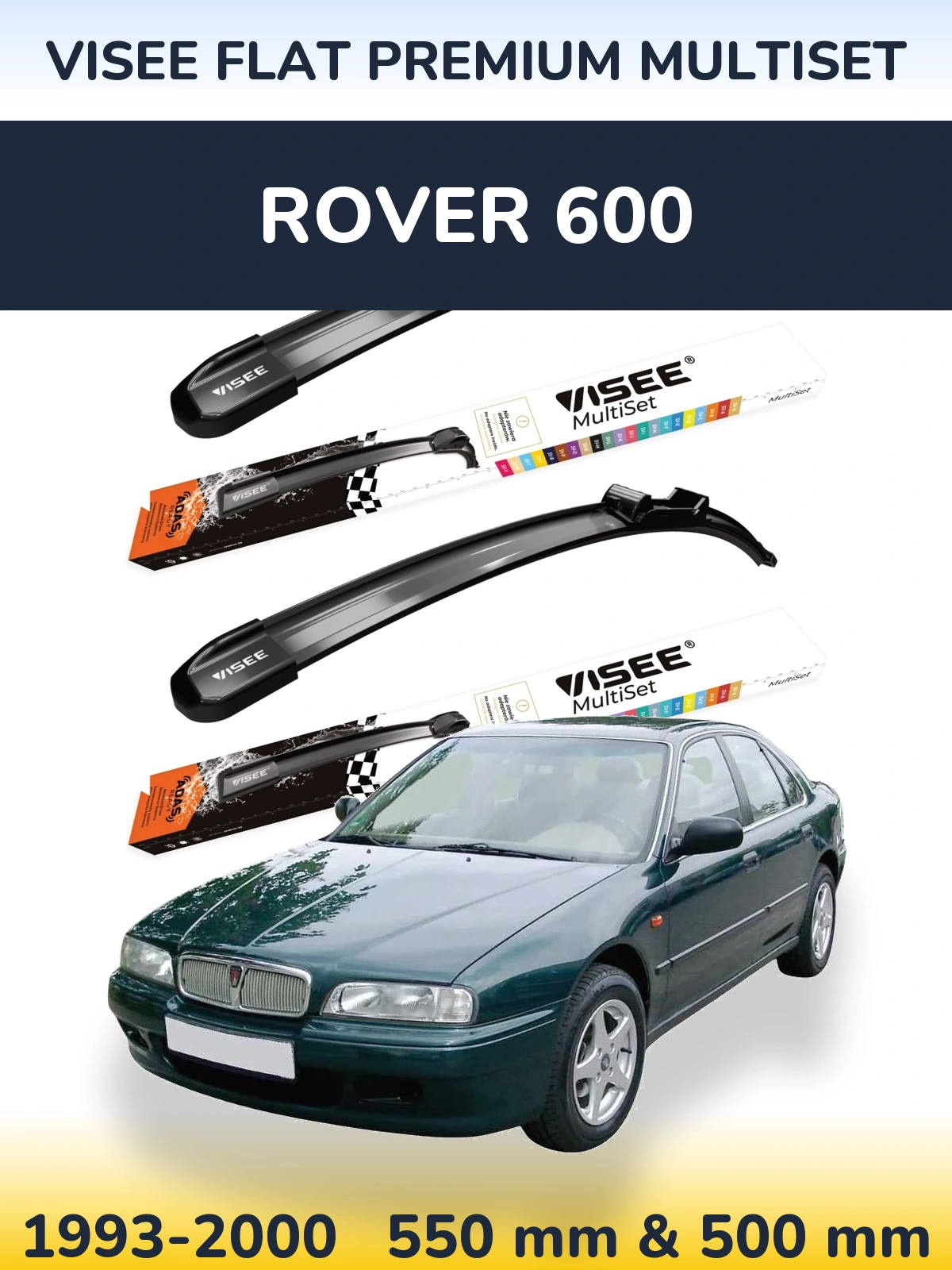 Комплект передних дворников VISEE FLAT PREMIUM MultiSet 550 & 500 мм для Rover 600 1993-2000
