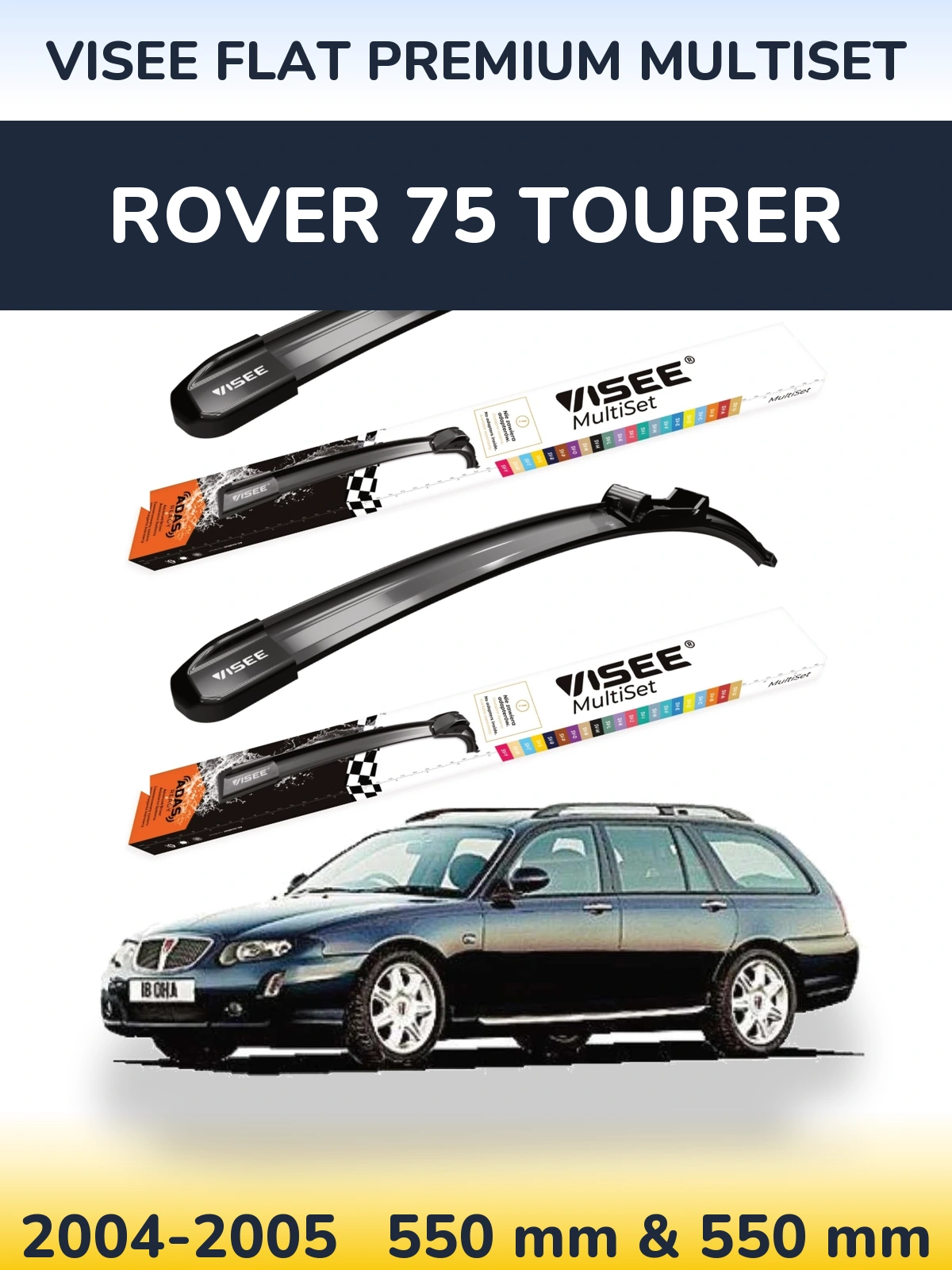 Torkarblad VISEE FLAT PREMIUM MultiSet för Rover 75 Tourer