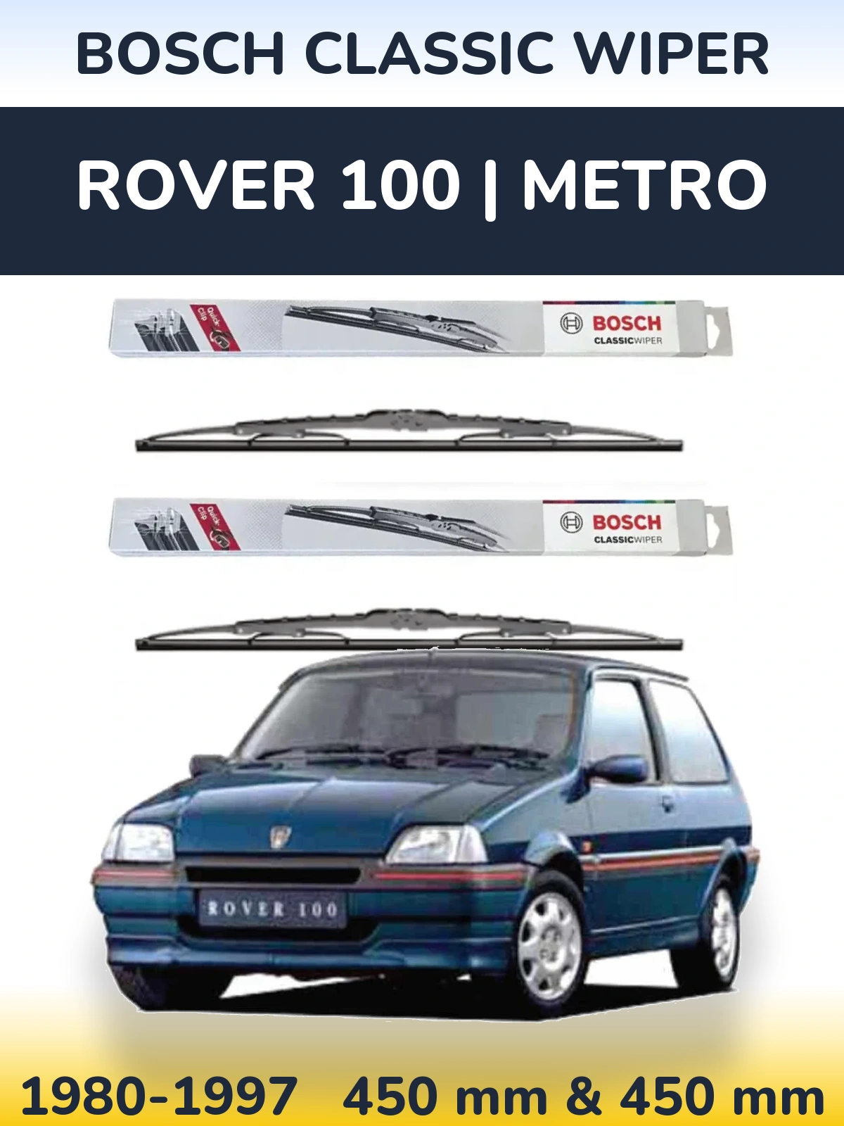 Torkarblad BOSCH Classic Wiper för Rover 100 | Metro