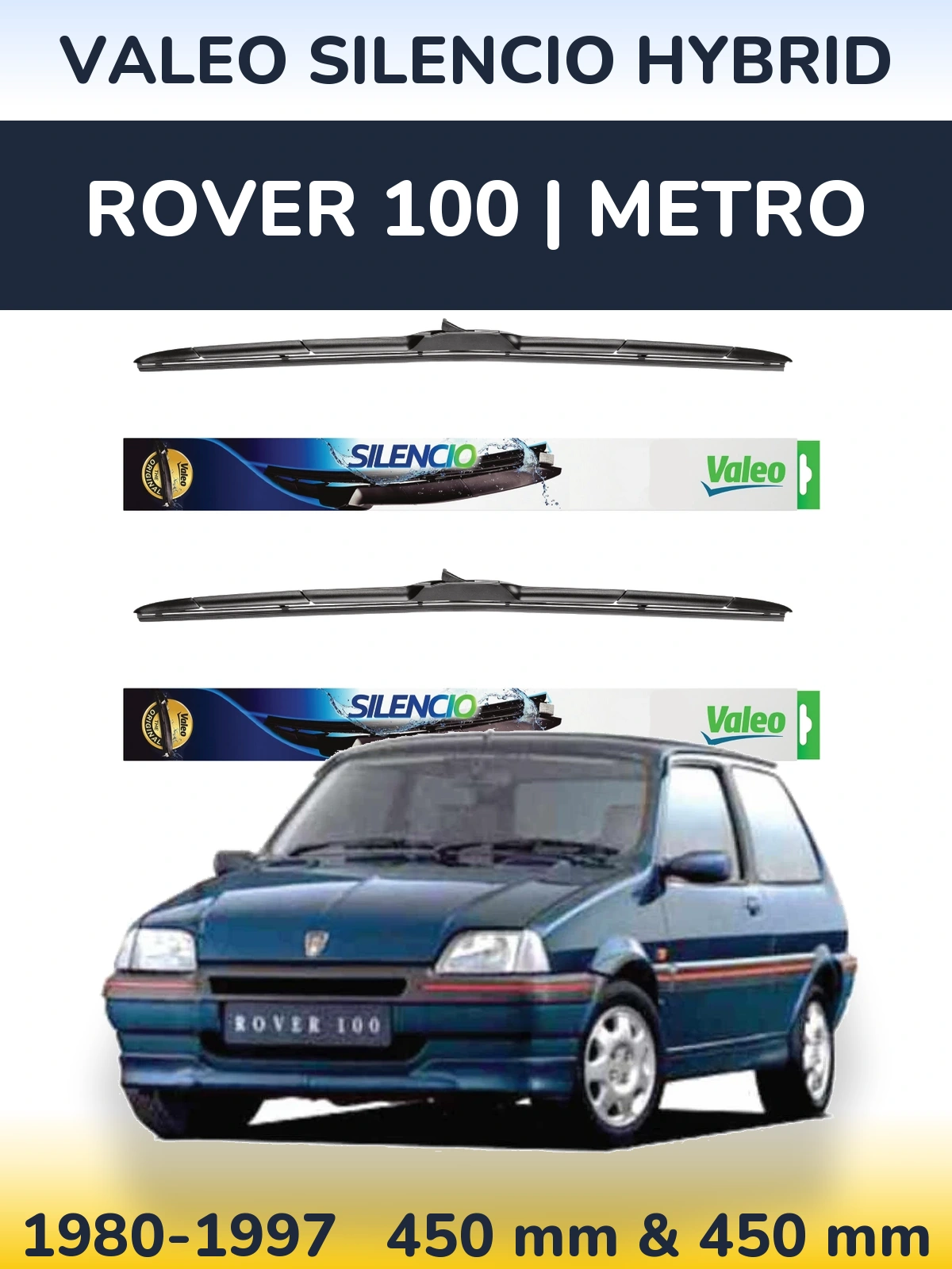 Torkarblad Valeo Silencio Hybrid för Rover 100 | Metro