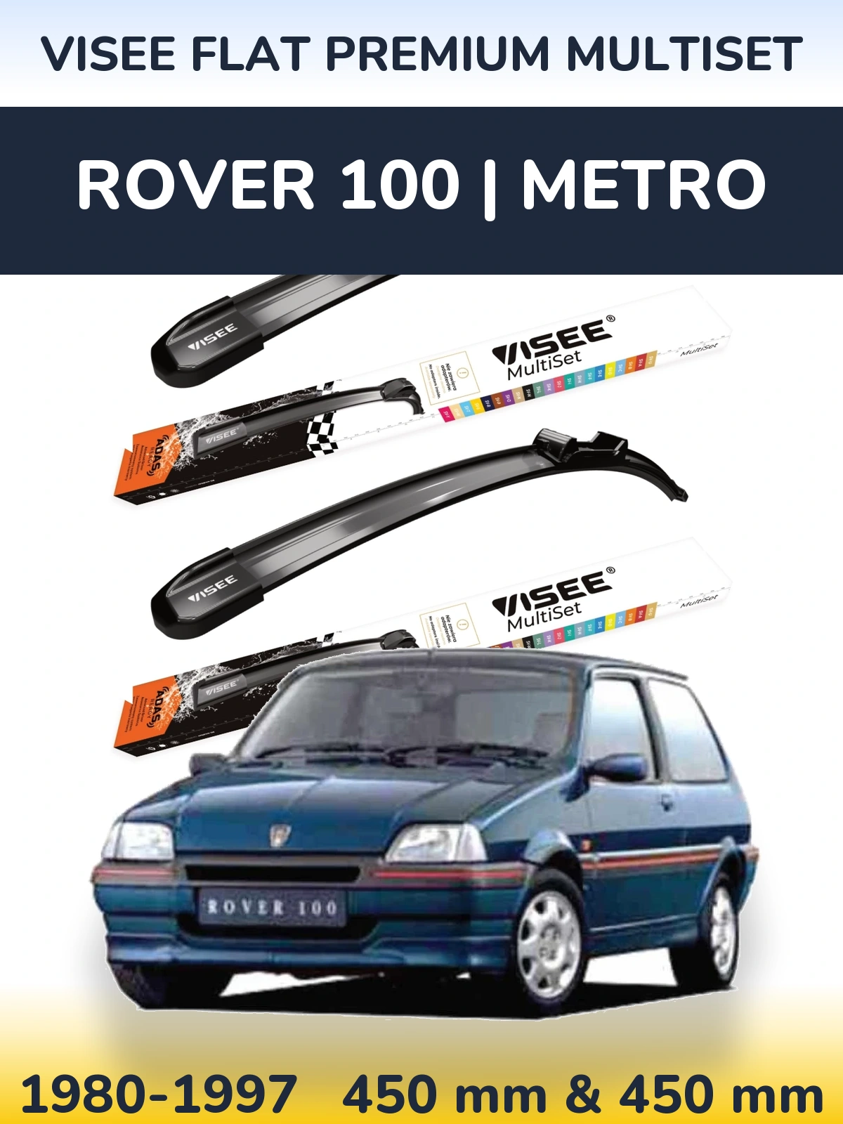Torkarblad VISEE FLAT PREMIUM MultiSet för Rover 100 | Metro