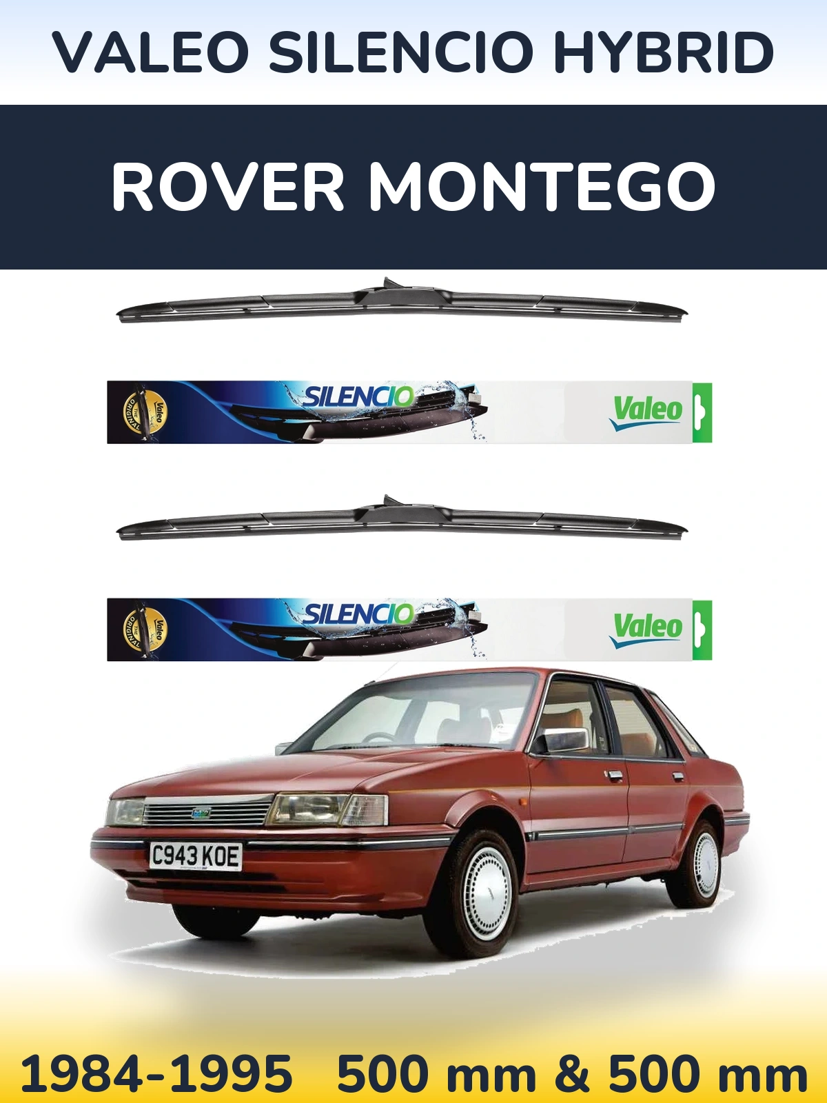 Torkarblad Valeo Silencio Hybrid för Rover Montego