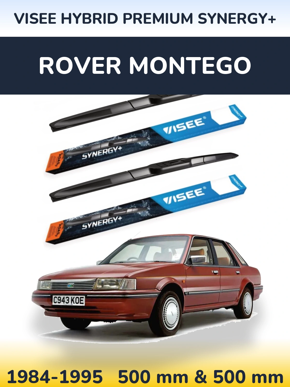 Комплект передніх щіток VISEE HYBRID PREMIUM SYNERGY+ 500 & 500 мм для Rover Montego 1984-1995