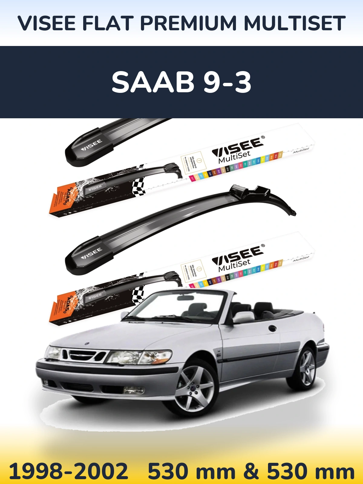 Torkarblad VISEE FLAT PREMIUM MultiSet för SAAB 9-3