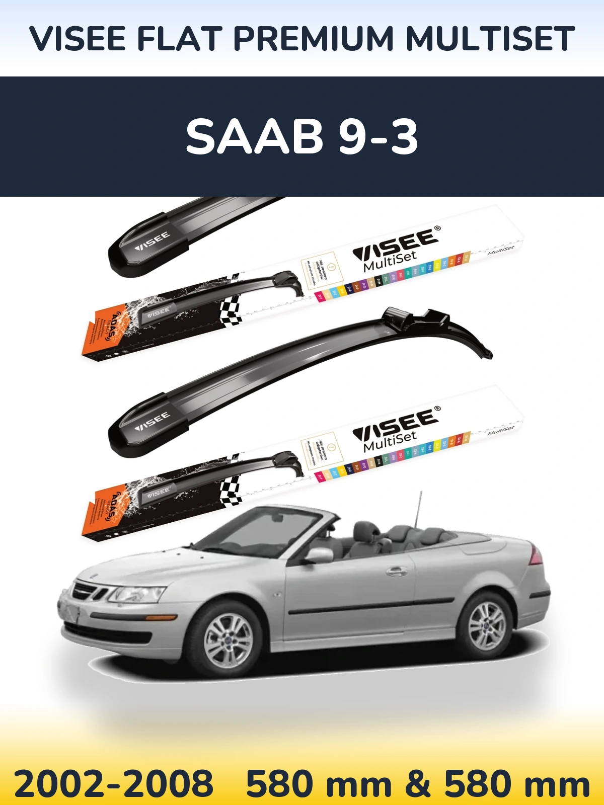 Torkarblad VISEE FLAT PREMIUM MultiSet för SAAB 9-3