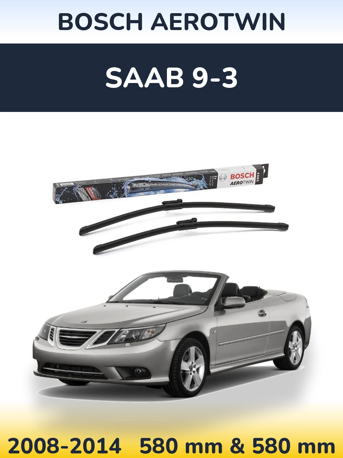 Комплект передніх щіток BOSCH AeroTwin 600 & 580 мм для SAAB 9-3 2008-2014