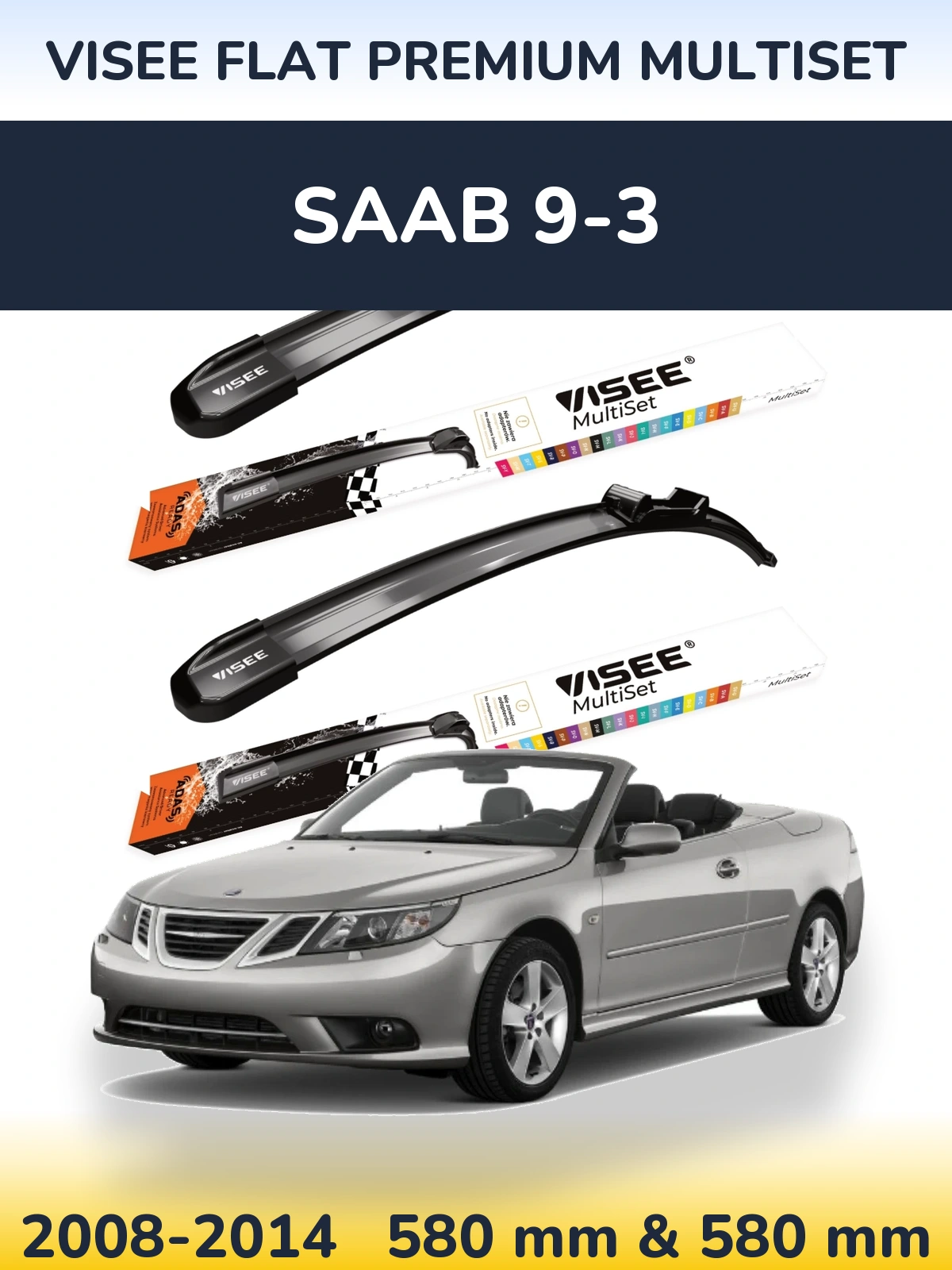 Torkarblad VISEE FLAT PREMIUM MultiSet för SAAB 9-3