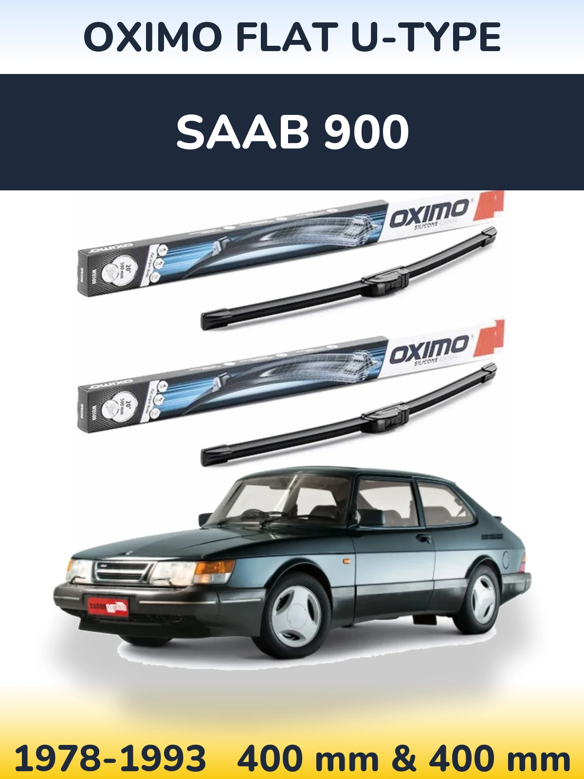 Комплект передних дворников Oximo Flat U-type 400 & 400 мм для SAAB 900 1978-1993