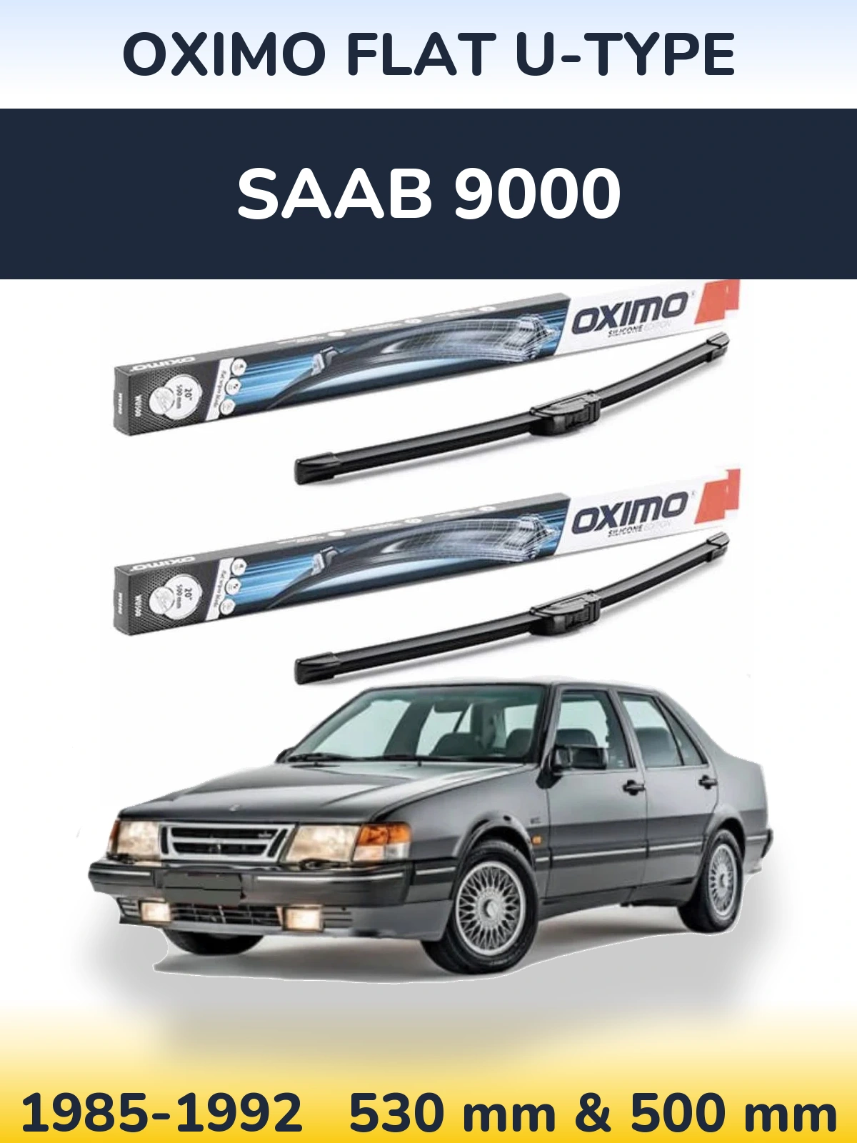 Комплект передніх щіток Oximo Flat U-type 530 & 500 мм для SAAB 9000 1985-1992