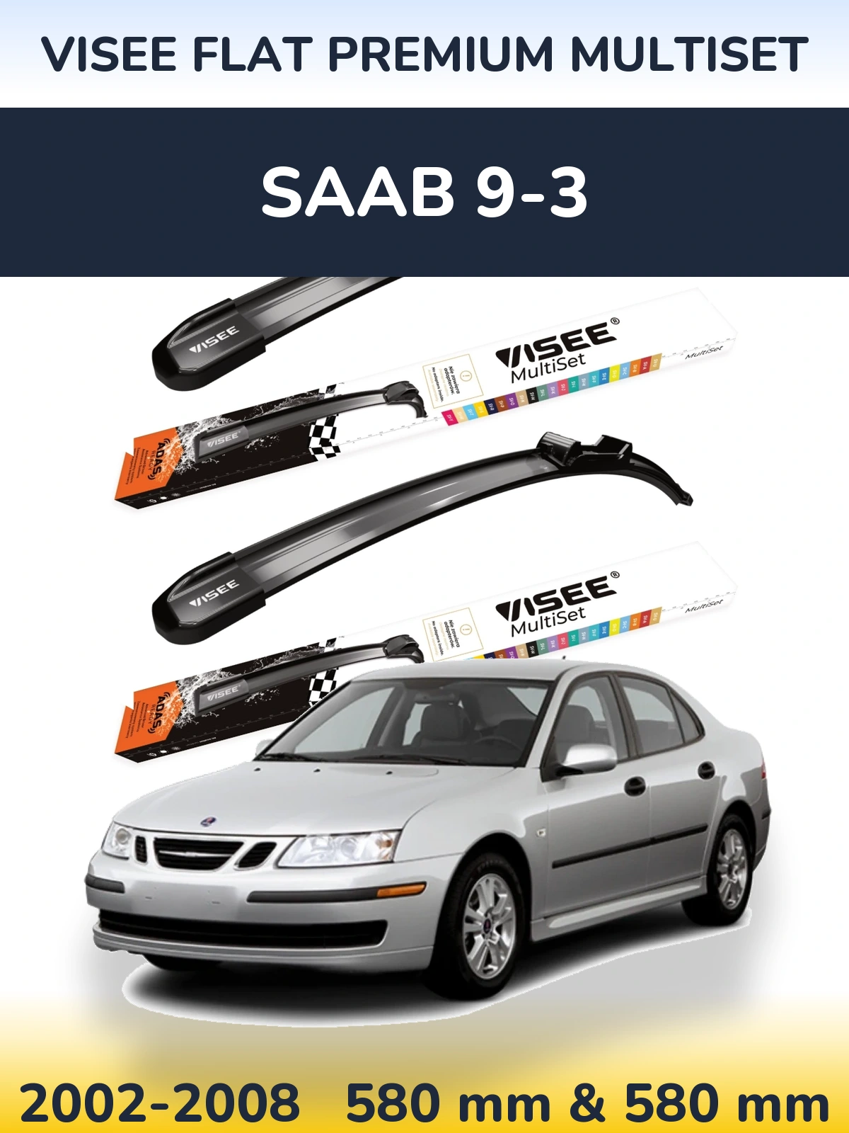 Torkarblad VISEE FLAT PREMIUM MultiSet för SAAB 9-3