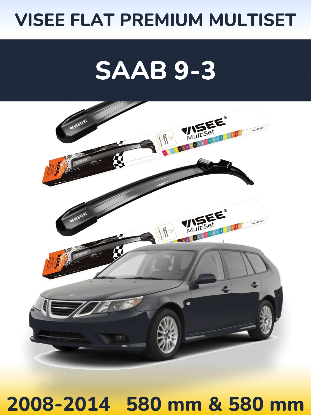 Torkarblad VISEE FLAT PREMIUM MultiSet för SAAB 9-3