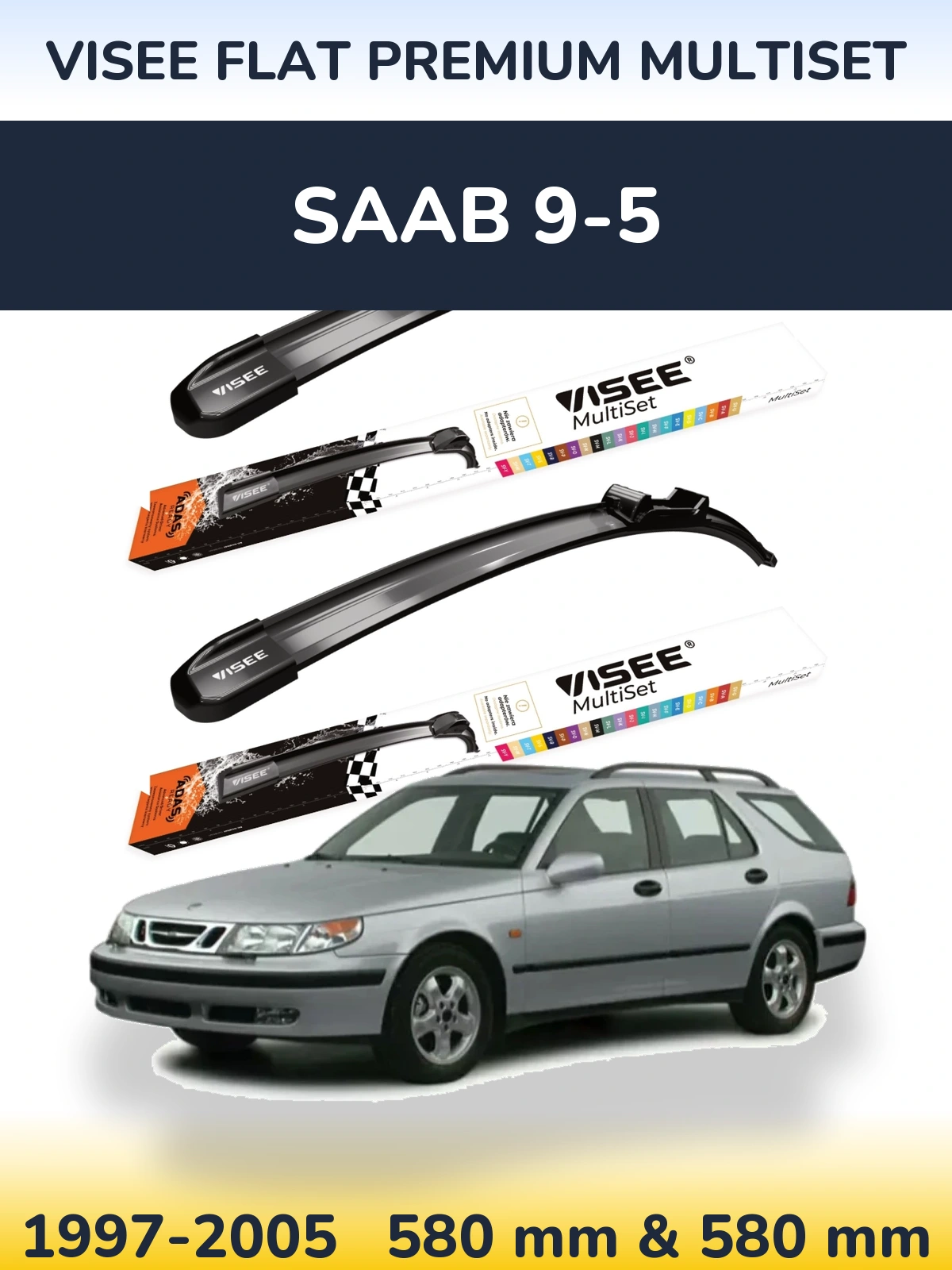 Torkarblad VISEE FLAT PREMIUM MultiSet för SAAB 9-5