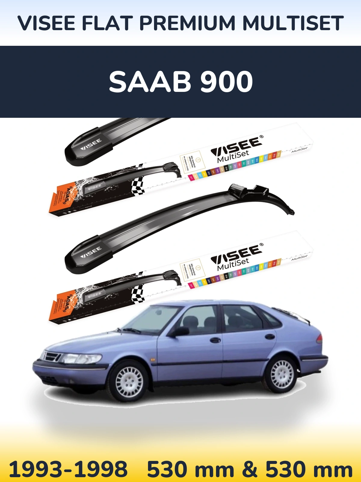 Torkarblad VISEE FLAT PREMIUM MultiSet för SAAB 900