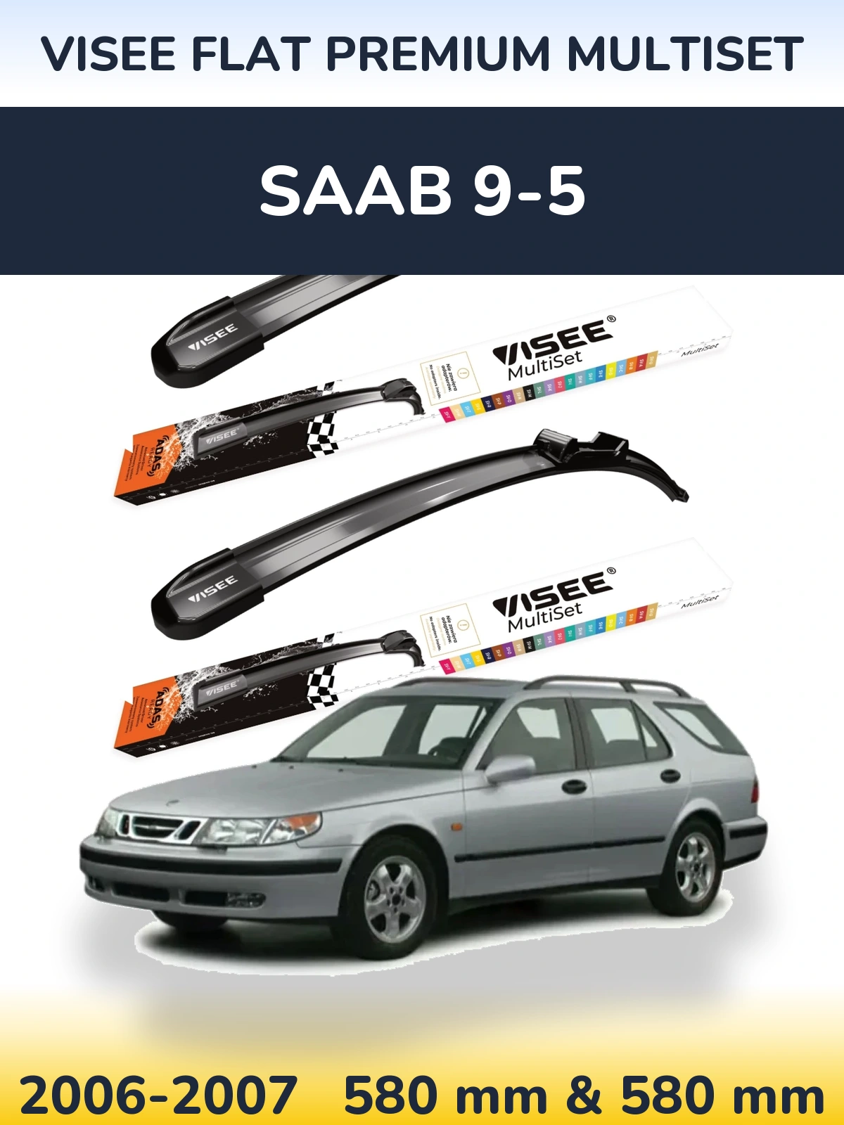 Torkarblad VISEE FLAT PREMIUM MultiSet för SAAB 9-5
