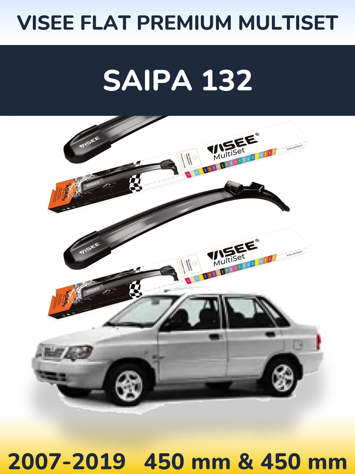 Torkarblad VISEE FLAT PREMIUM MultiSet för Saipa 132