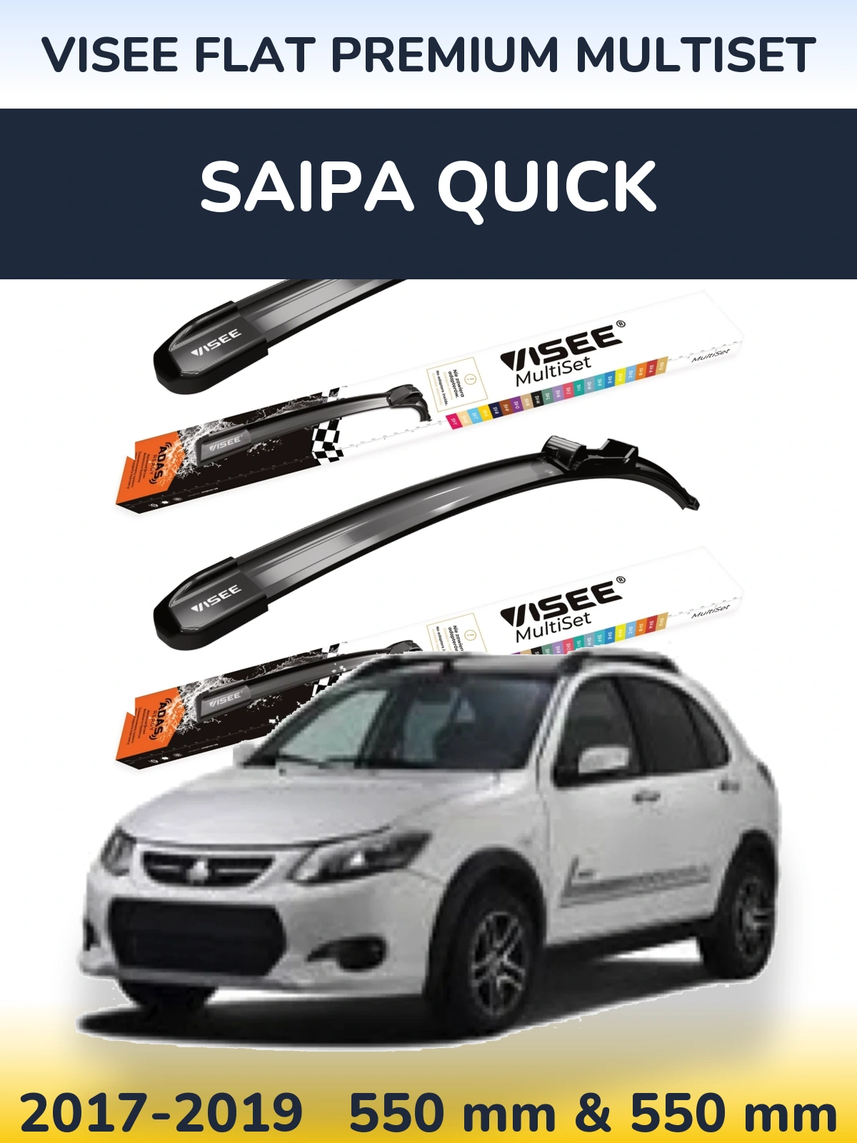 Torkarblad VISEE FLAT PREMIUM MultiSet för Saipa Quick