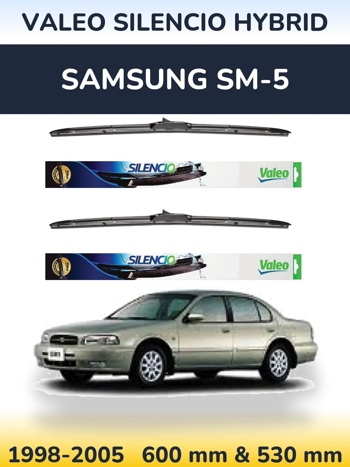 Комплект передних дворников Valeo Silencio Hybrid 600 & 530 мм для Samsung SM-5 1998-2005