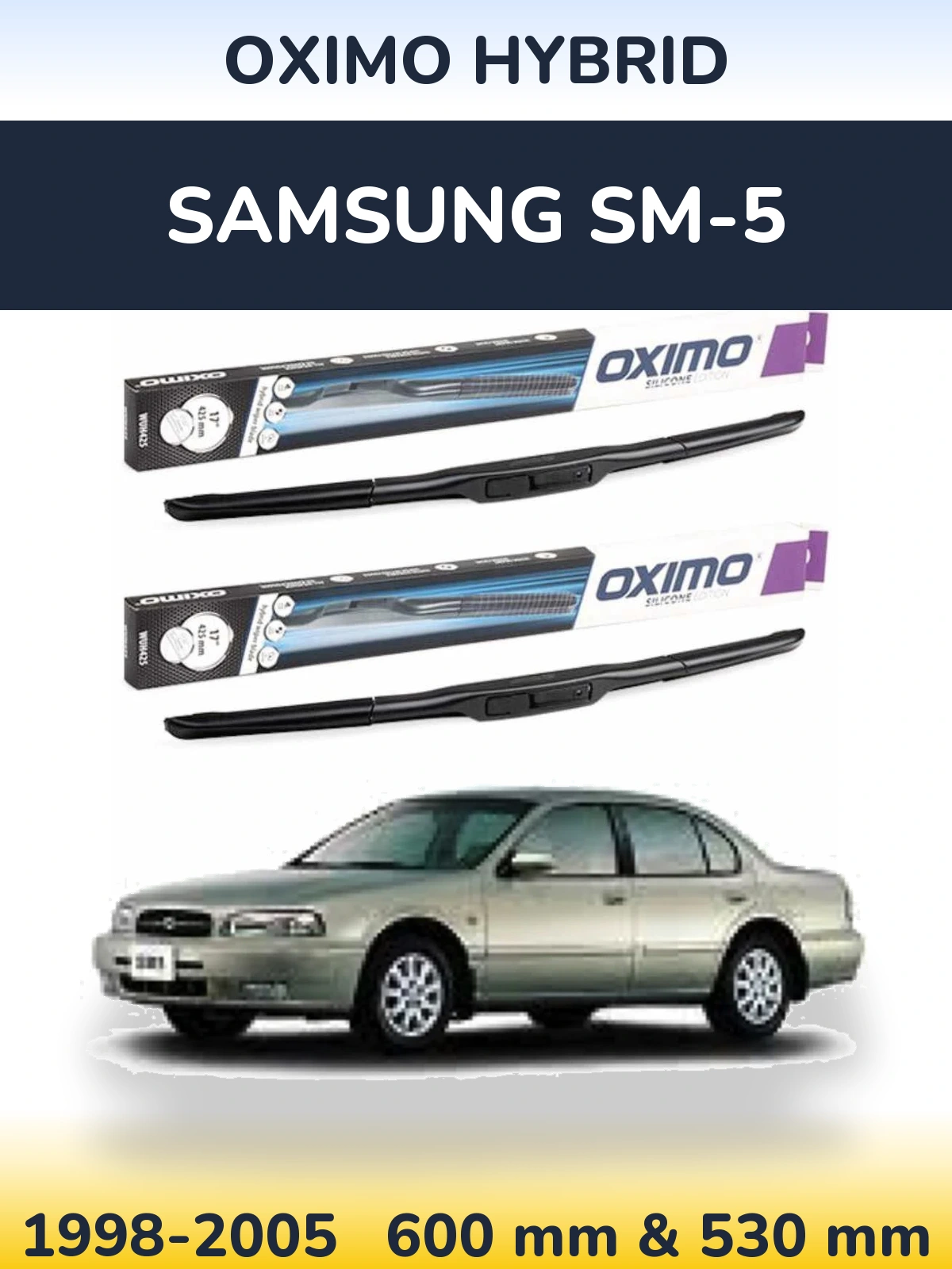 Комплект передних дворников Oximo Hybrid 600 & 530 мм для Samsung SM-5 1998-2005
