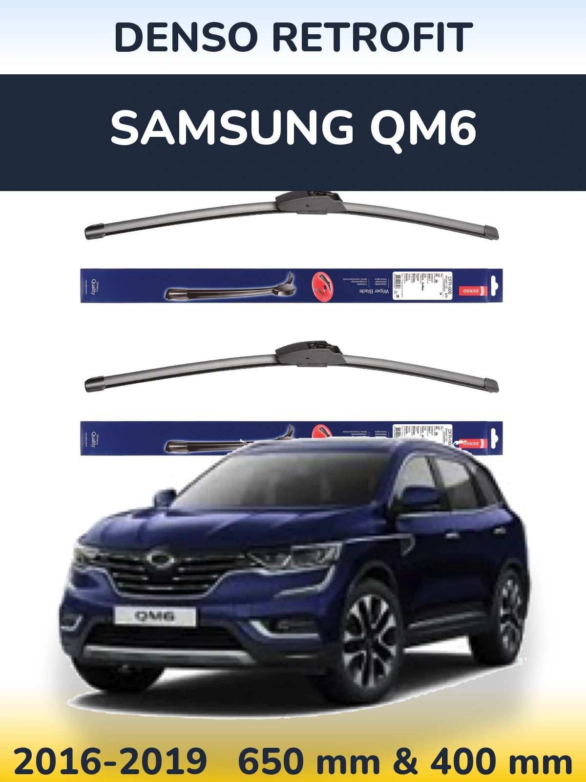 Комплект передних дворников Denso Retrofit 650 & 400 мм для Samsung QM6 2016-2019