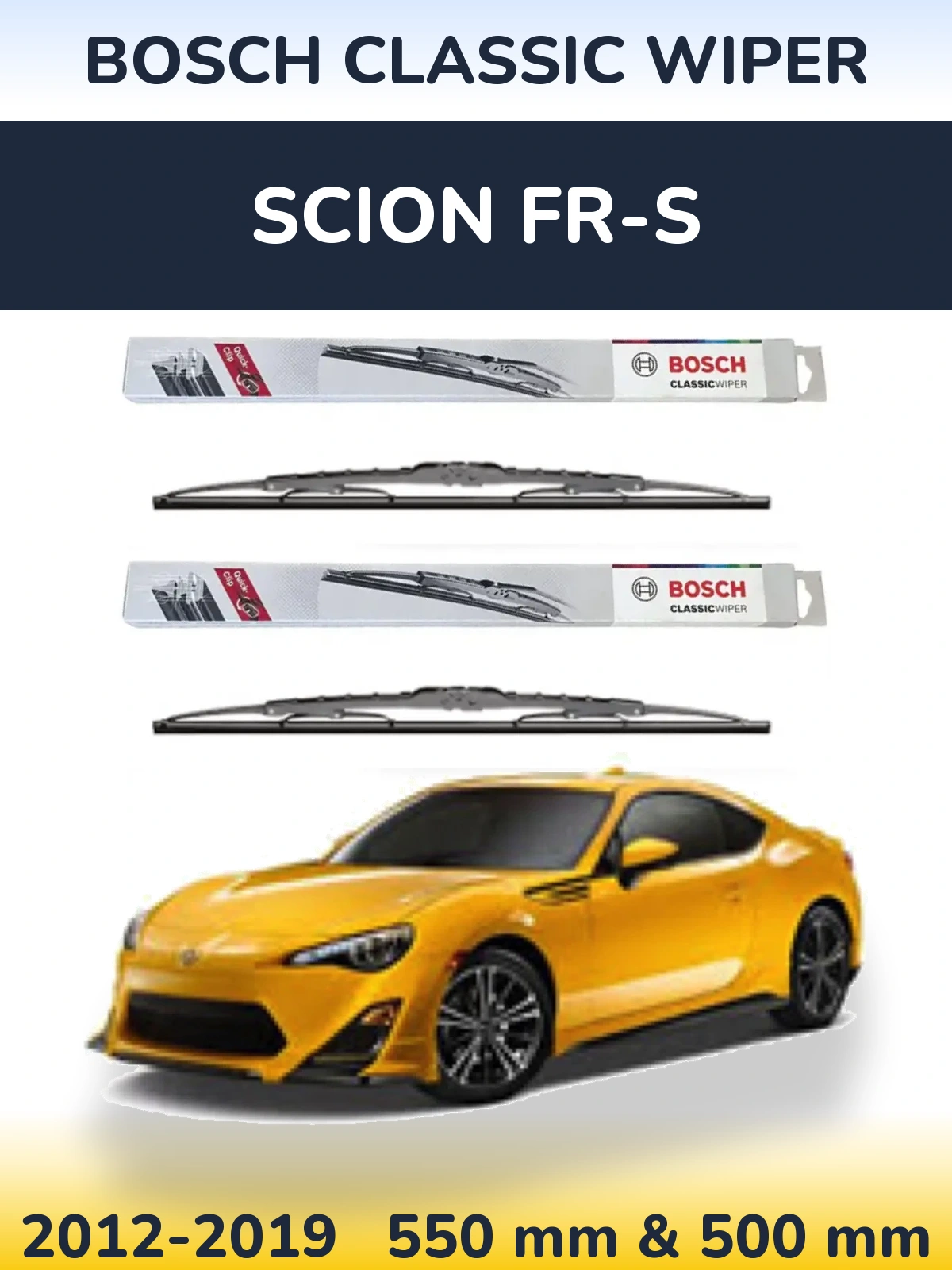 Комплект передних дворников BOSCH Classic Wiper 550 & 500 мм для Scion FR-S 2012-2019