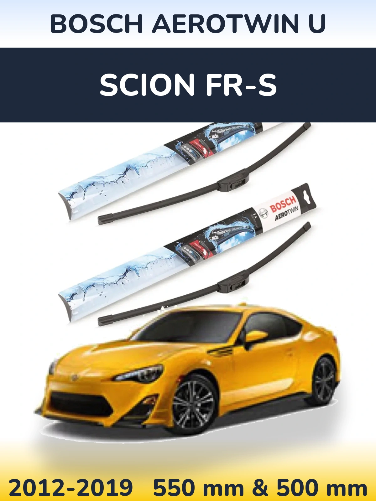Комплект передних дворников BOSCH AeroTwin U 550 & 500 мм для Scion FR-S 2012-2019
