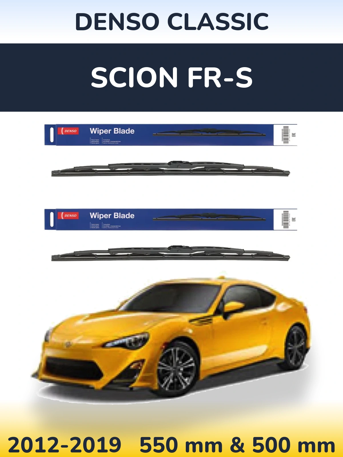 Комплект передніх щіток Denso Classic 550 & 500 мм для Scion FR-S 2012-2019