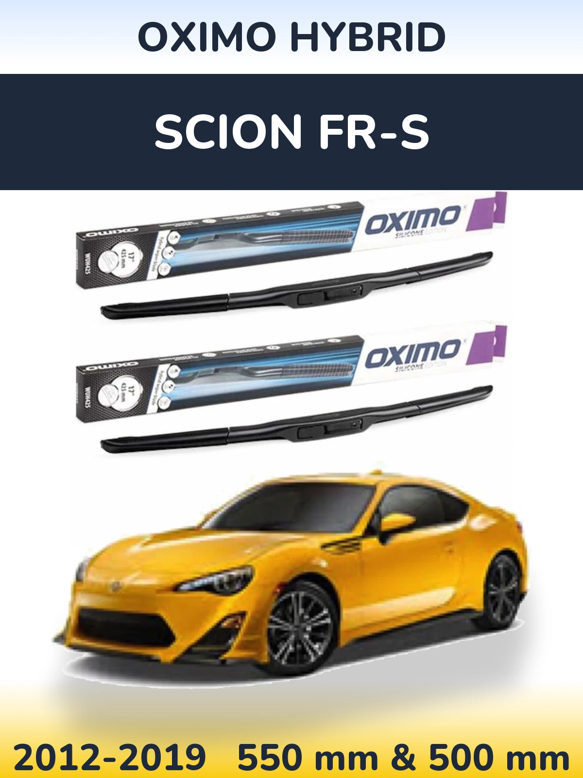 Комплект передних дворников Oximo Hybrid 550 & 500 мм для Scion FR-S 2012-2019