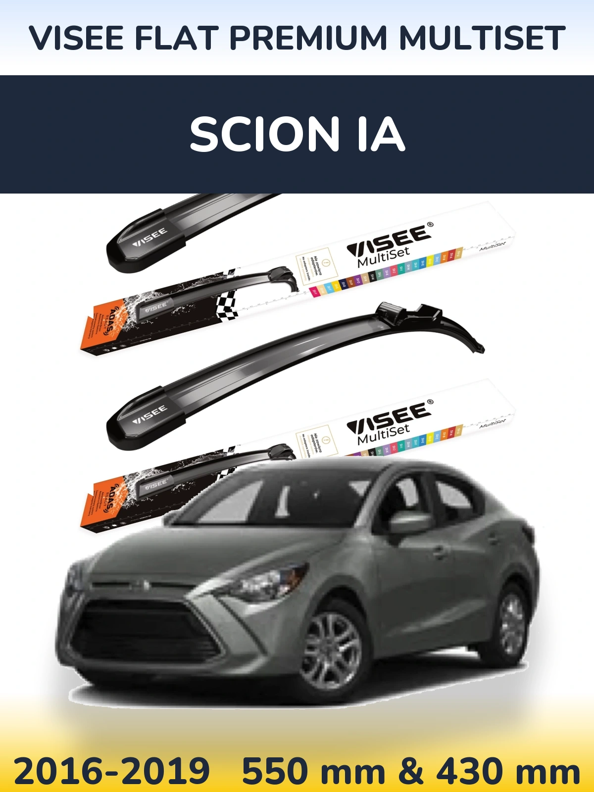 Torkarblad VISEE FLAT PREMIUM MultiSet för Scion iA