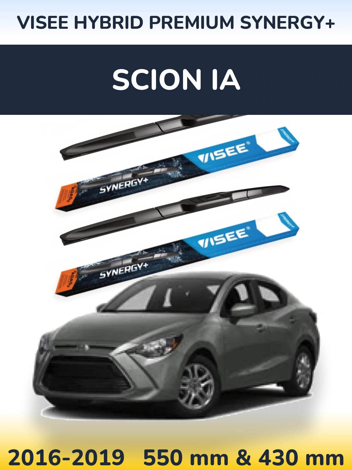 Комплект передних дворников VISEE HYBRID PREMIUM SYNERGY+ 550 & 430 мм для Scion iA 2016-2019