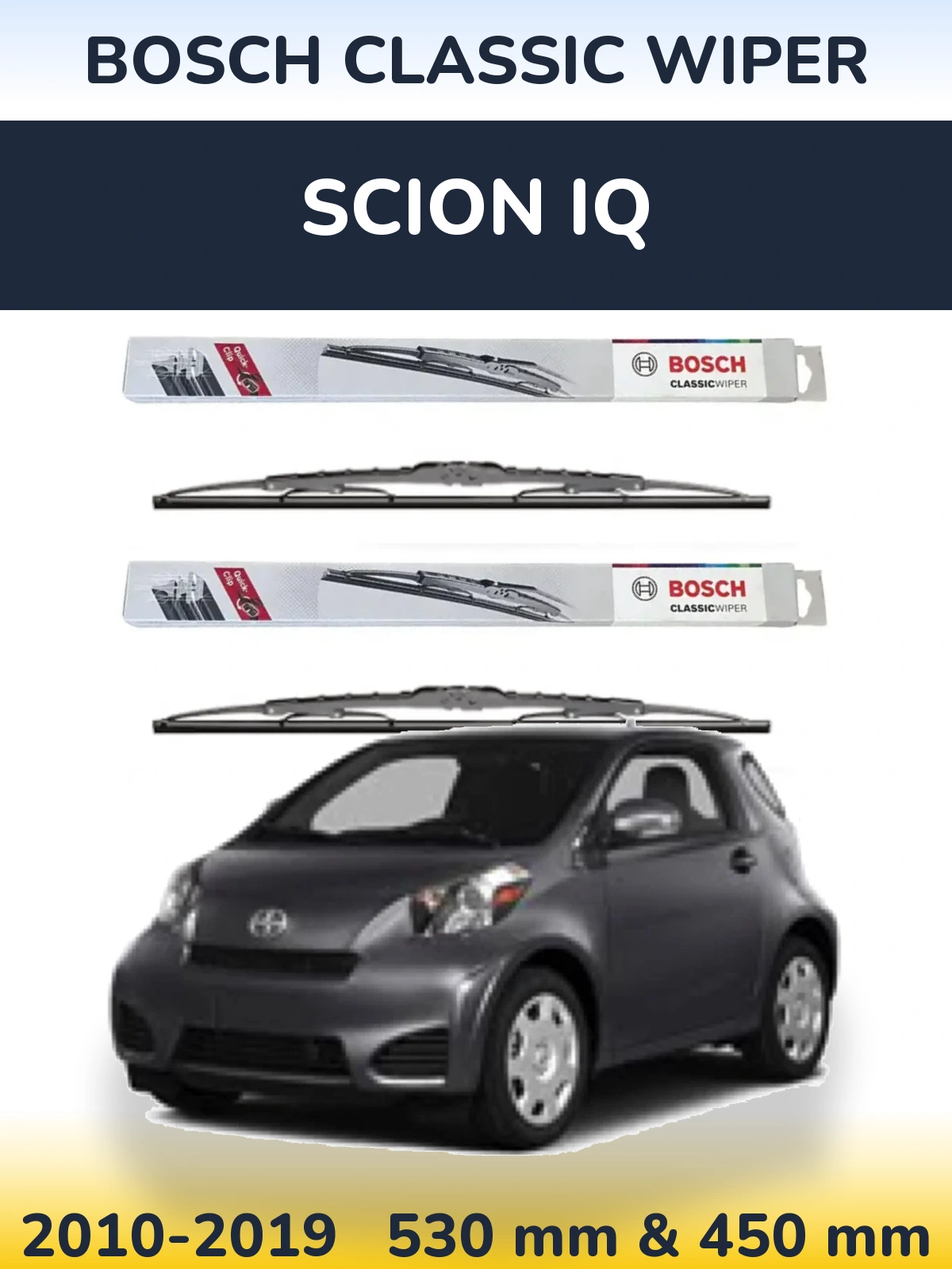 Комплект передніх щіток BOSCH Classic Wiper 530 & 450 мм для Scion iQ 2010-2019