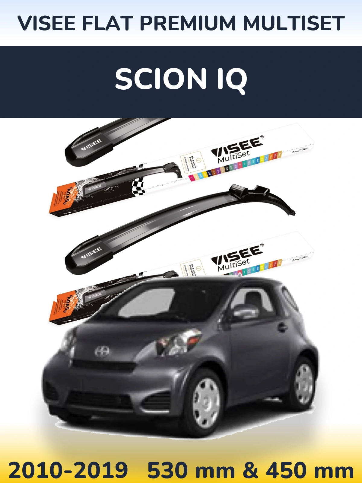 Torkarblad VISEE FLAT PREMIUM MultiSet för Scion iQ