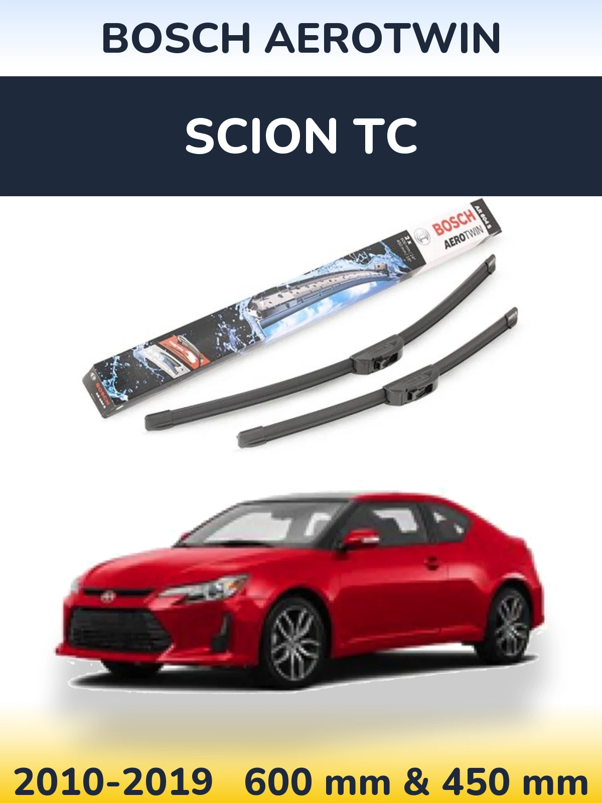 Комплект передних дворников BOSCH AeroTwin 600 & 450 мм для Scion tC 2010-2019