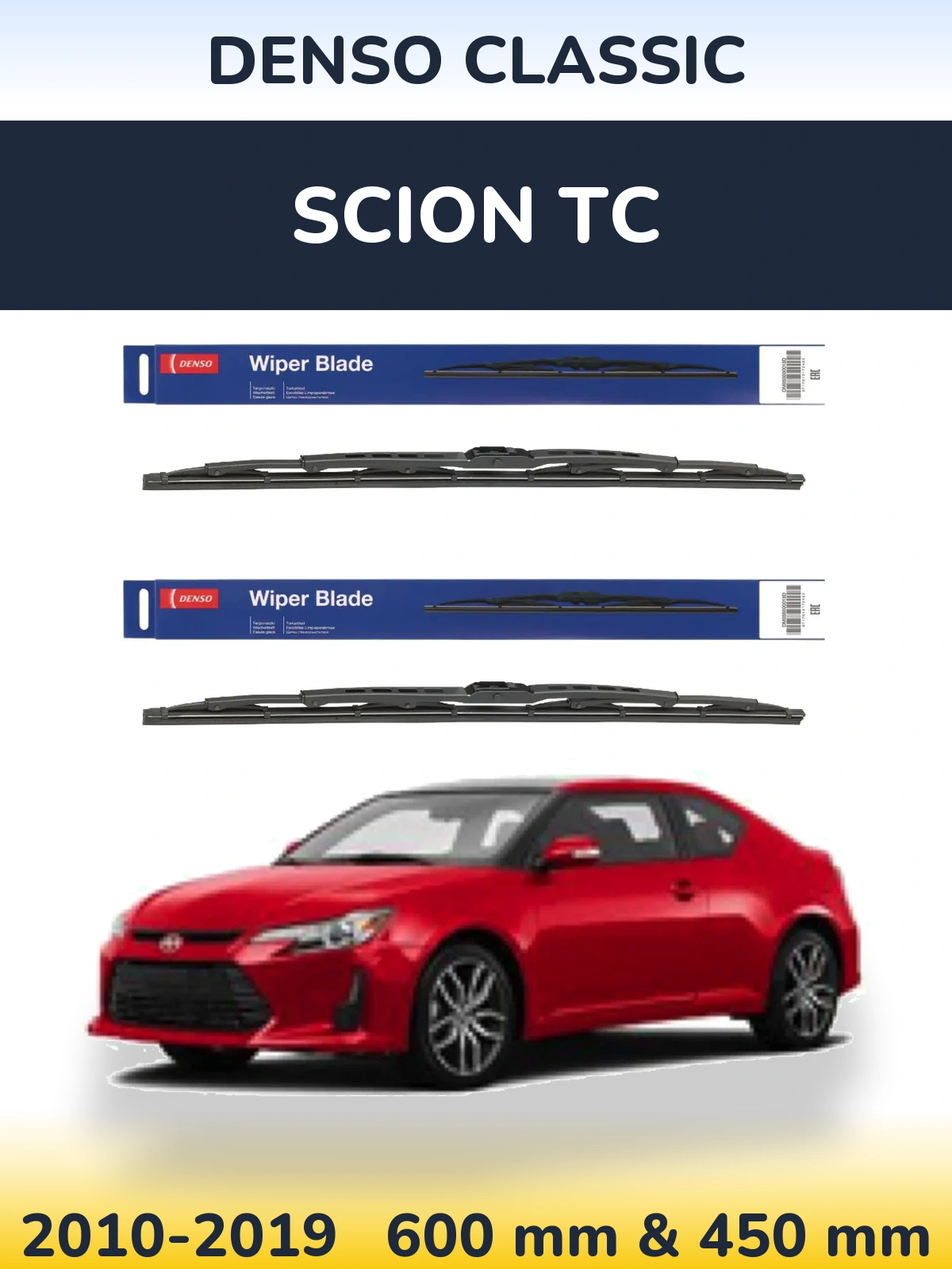 Комплект передних дворников Denso Classic 600 & 450 мм для Scion tC 2010-2019