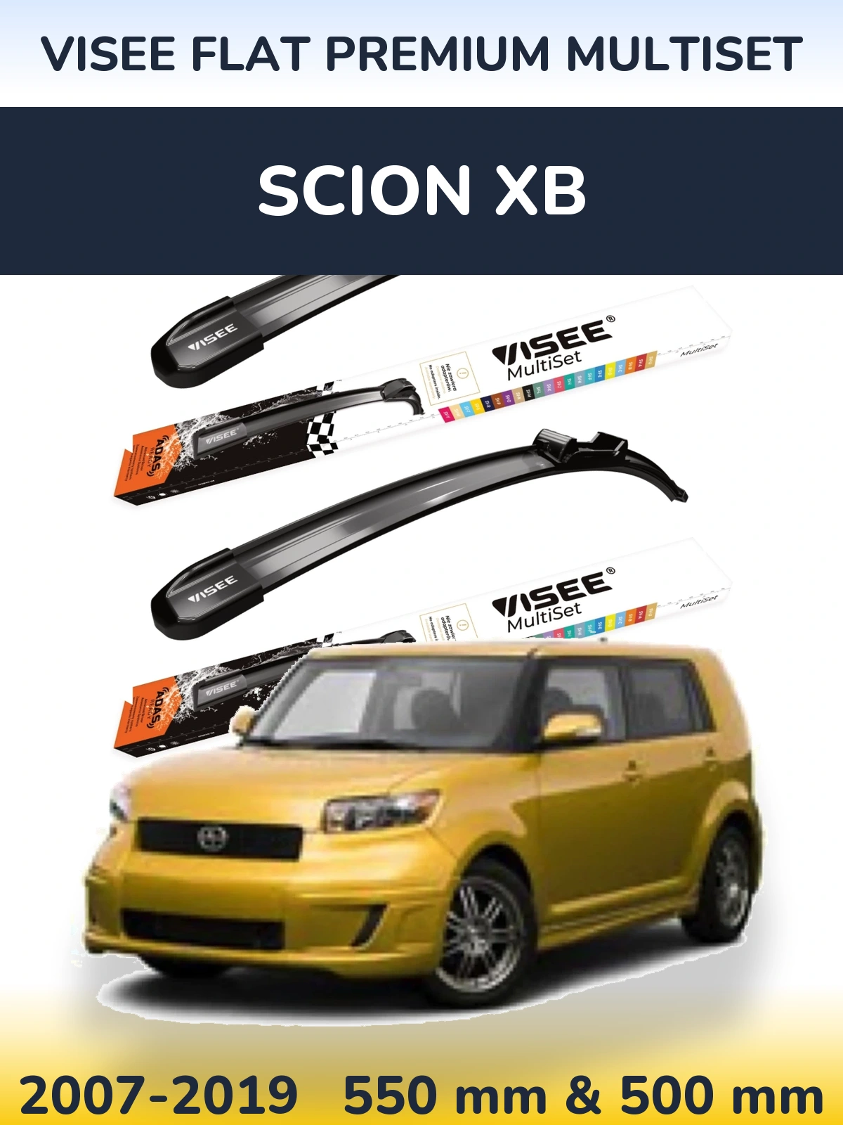 Torkarblad VISEE FLAT PREMIUM MultiSet för Scion xB