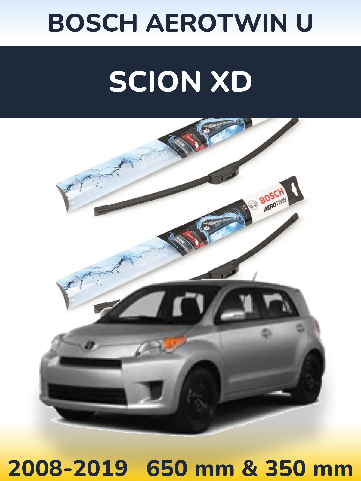 Комплект передних дворников BOSCH AeroTwin U 650 & 350 мм для Scion xD 2008-2019