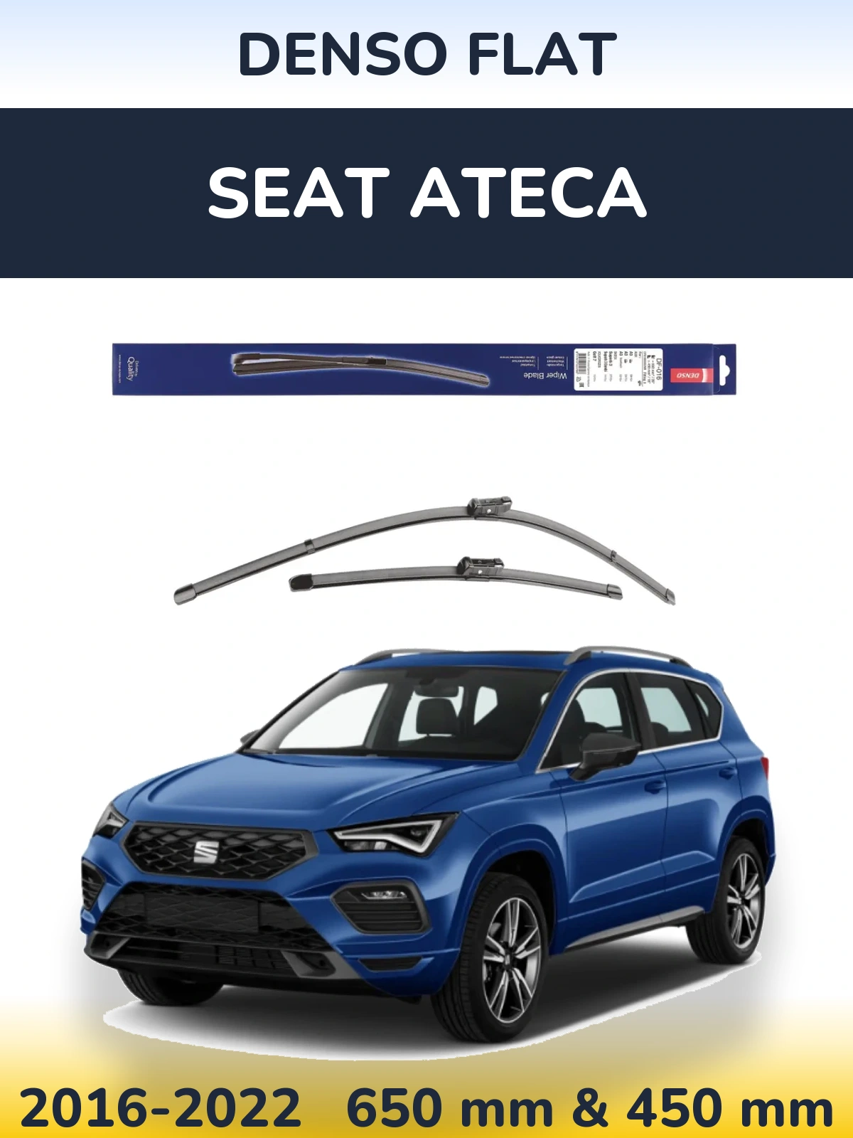 Комплект передніх щіток Denso Flat 650 & 450 мм для SEAT Ateca 2016-2022
